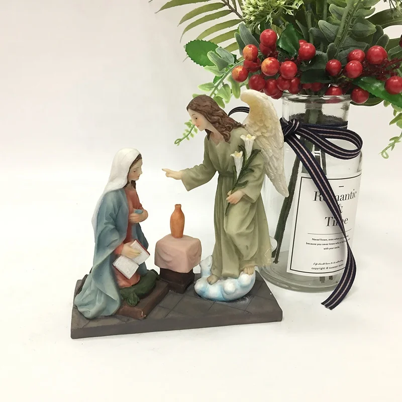 Molds Religious Maria and Angle Figurine Fengshui Nativity Scenes Sets Popular Resin Home Decoration Europe SCULPTURE Modern N/A
