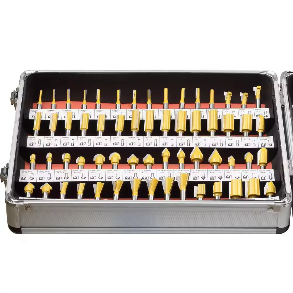 100 PCS Woodworking Tools Tungsten Carbide Wood Router Bits Sets 1/4 Inch Shank Trimmer Bit Set  Milling Cutter