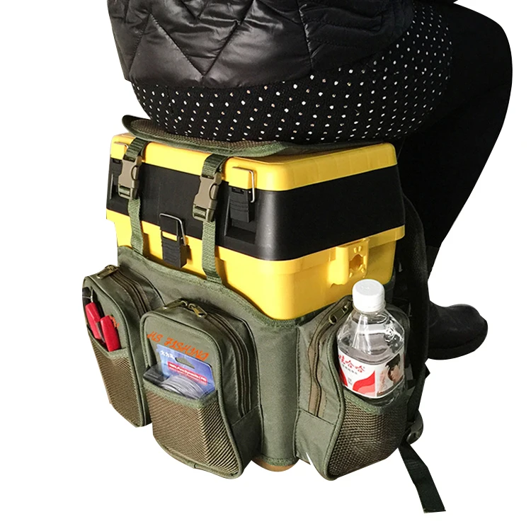 
WEIHE Multifunctional nylon Waterproof backpack outdoor sport fishing seat box with outside bag 
