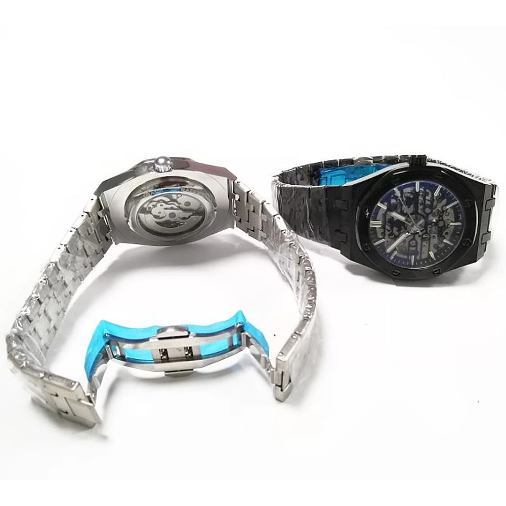 Ready to Ship Automatic Watch for Men Stainless Steel Strap Sapphire Back Glass Hot Selling Mechanical Watches