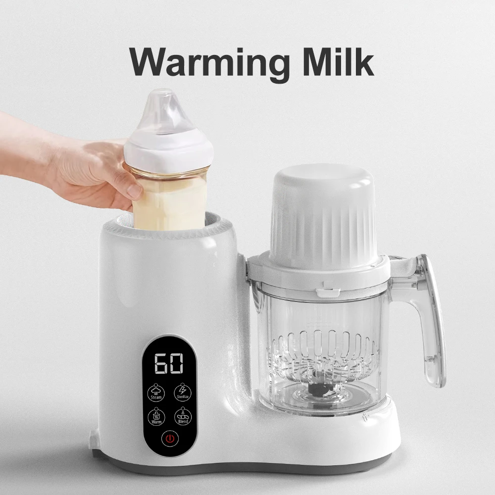 Baby Food Processor, 6 in 1 Puree Steamer and Blender 600mL Warmer Mills Machine, Self Cleans, Auto Cooking