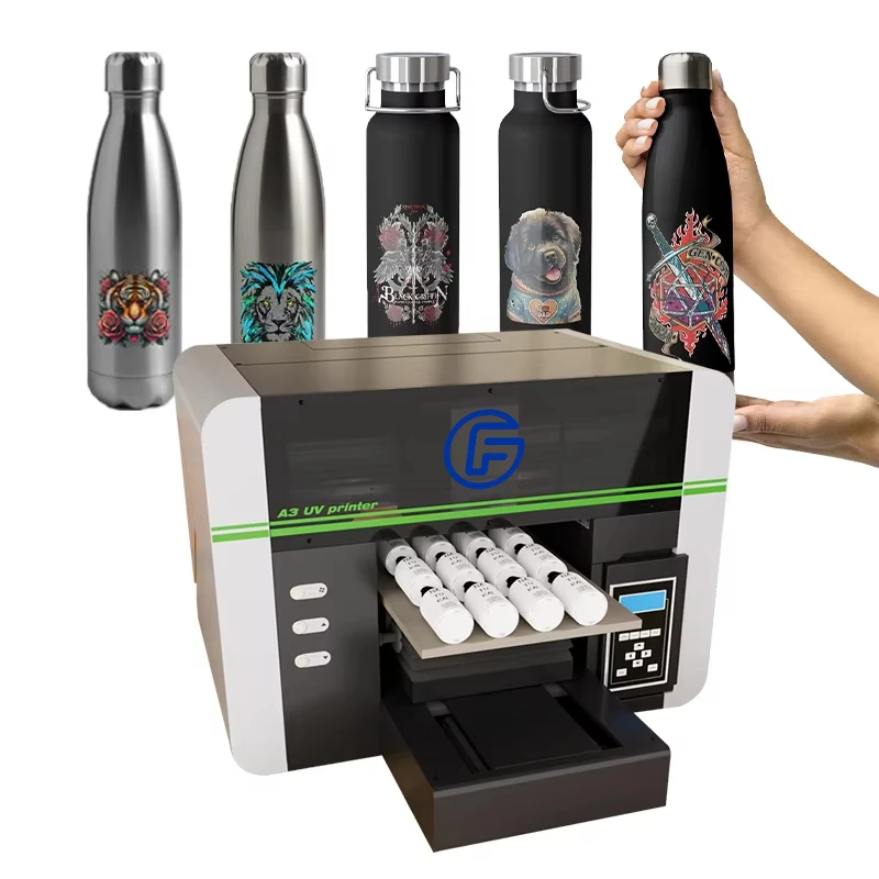 UV Printer A3 XP600 Flat glass Bottle Plastic logo card badge Visual positioning primary color printing press