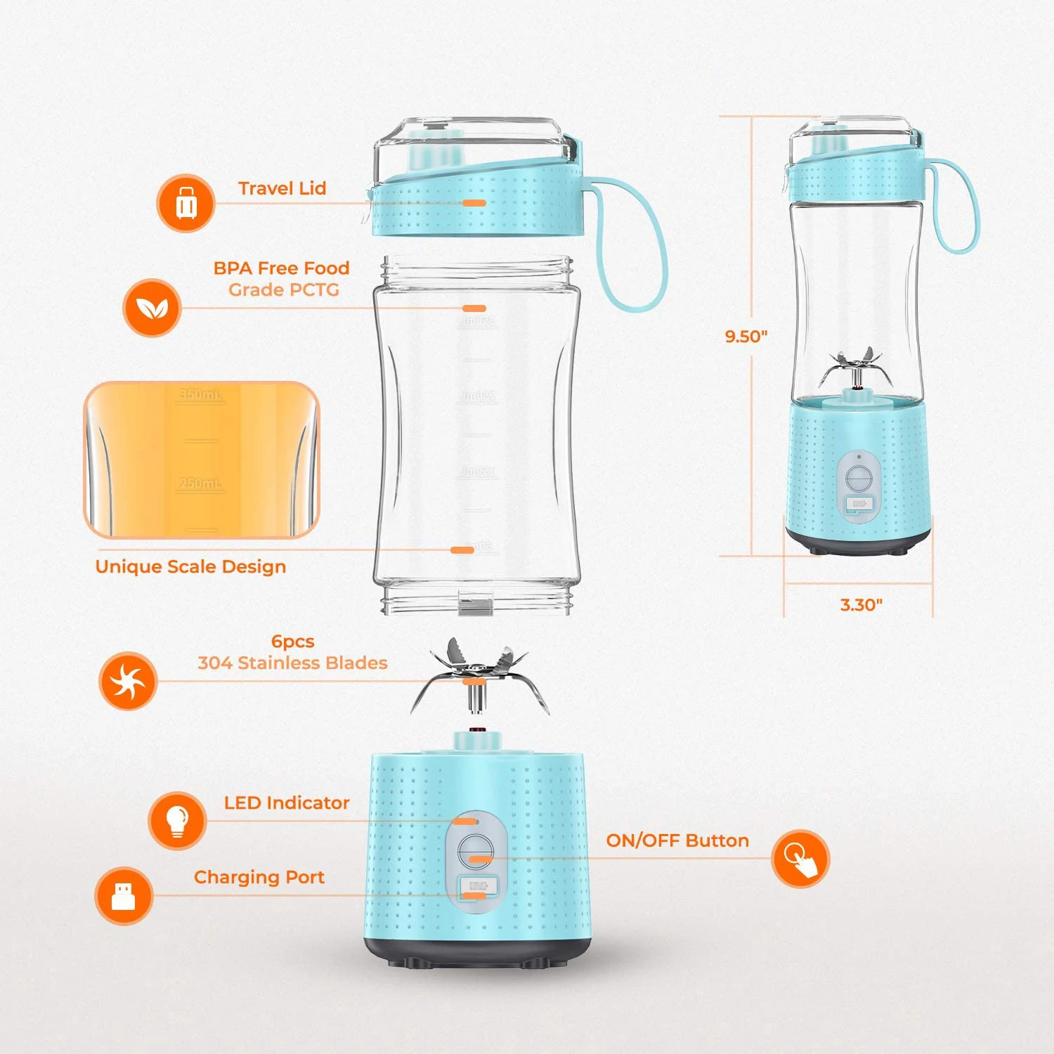 Office and Home Baby Food Nutri Mixer USB Bottle Juice Electric Blender Portable Mixer Juicer