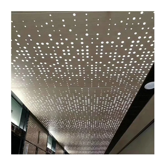 Pop Ular Soundproof Material Perforated Board Ceiling Tile Aluminum Perforated Cnc Cut Metal Ceiling Panels