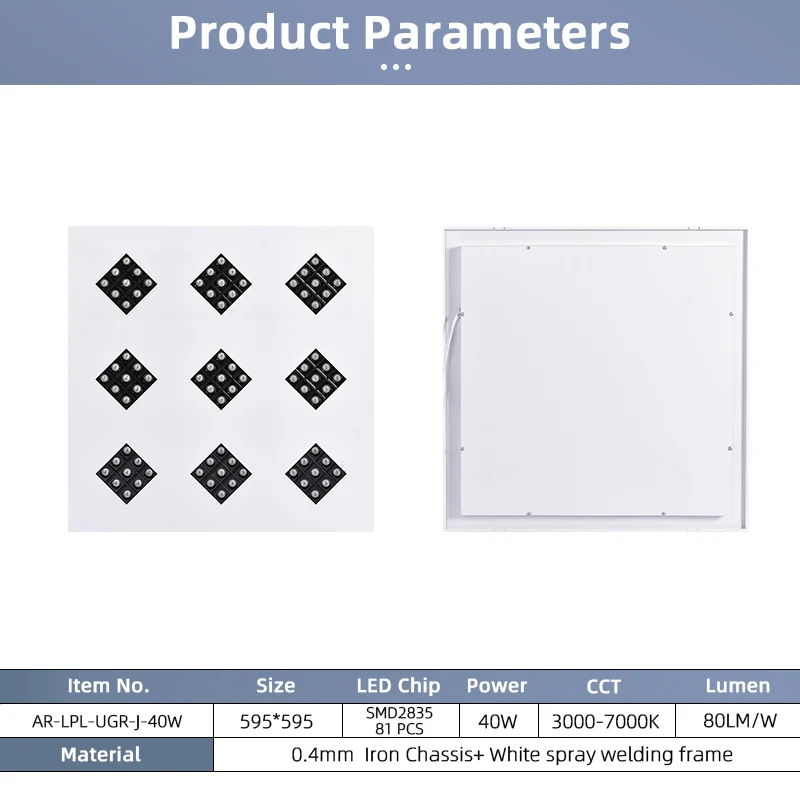 OEM ODM Commercial Indoor Lighting 40w 595*595 2*2ft Recessed Grid Backlit Led Panel Light For Office School Factory