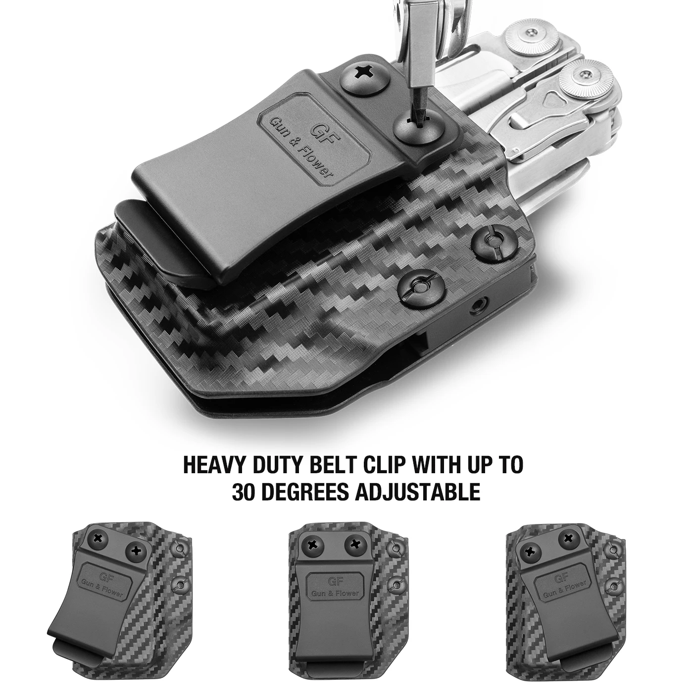 GUNFLOWER Adjustable Kydex Multitool Sheath Fit Surge Heavy Duty Carbon Fiber Universal OWB/IWB Carry Holder