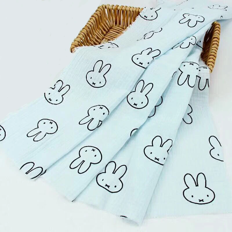 
High Quality Multicolor Optional Baby Cotton Muslin Double Gauze Cotton Double Crepe Fabric print fabric design 
