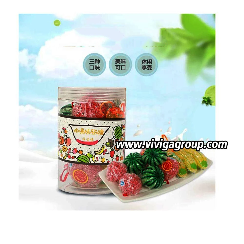 
Halal sweet banana strawberry watermelon fruit shape soft candies gummy candy 