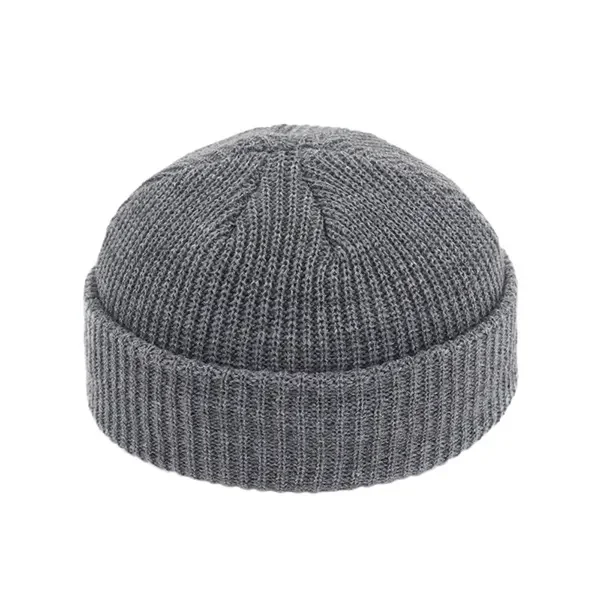 Unisex Winter Ribbed Knitted Cuffed Short Acrylic Melon Cap Casual Solid Color Skullcap Baggy Retro Ski Adult Beanie Hat