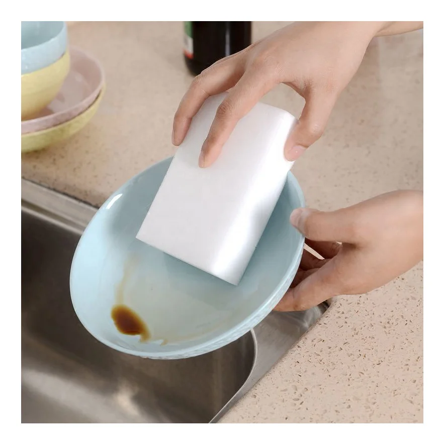 Customized Melamine Cleaning Block Nano Magic Eraser Sponge for Washing Dishes PVC Bag Custom White Sponges & Scouring Pads