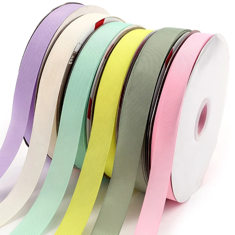 ribbons for gift wrap Hot sale thicken stripe solid color logo custom festival decoration custom printed grosgrain ribbon
