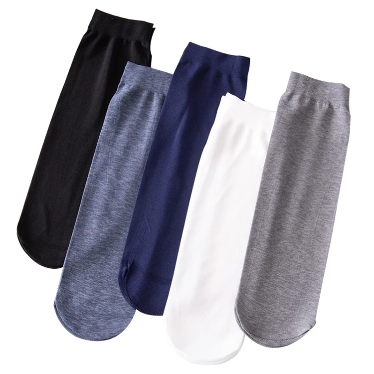 Business Summer Breathable Casual Short Crew Thin Silk High Elastic Nylon Men Socks