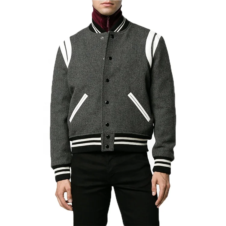 Autumn Fashion Long Sleeve Wool Blend Varsity Men Bomber Jacket Wholesale Custom Varsity Jacket Men