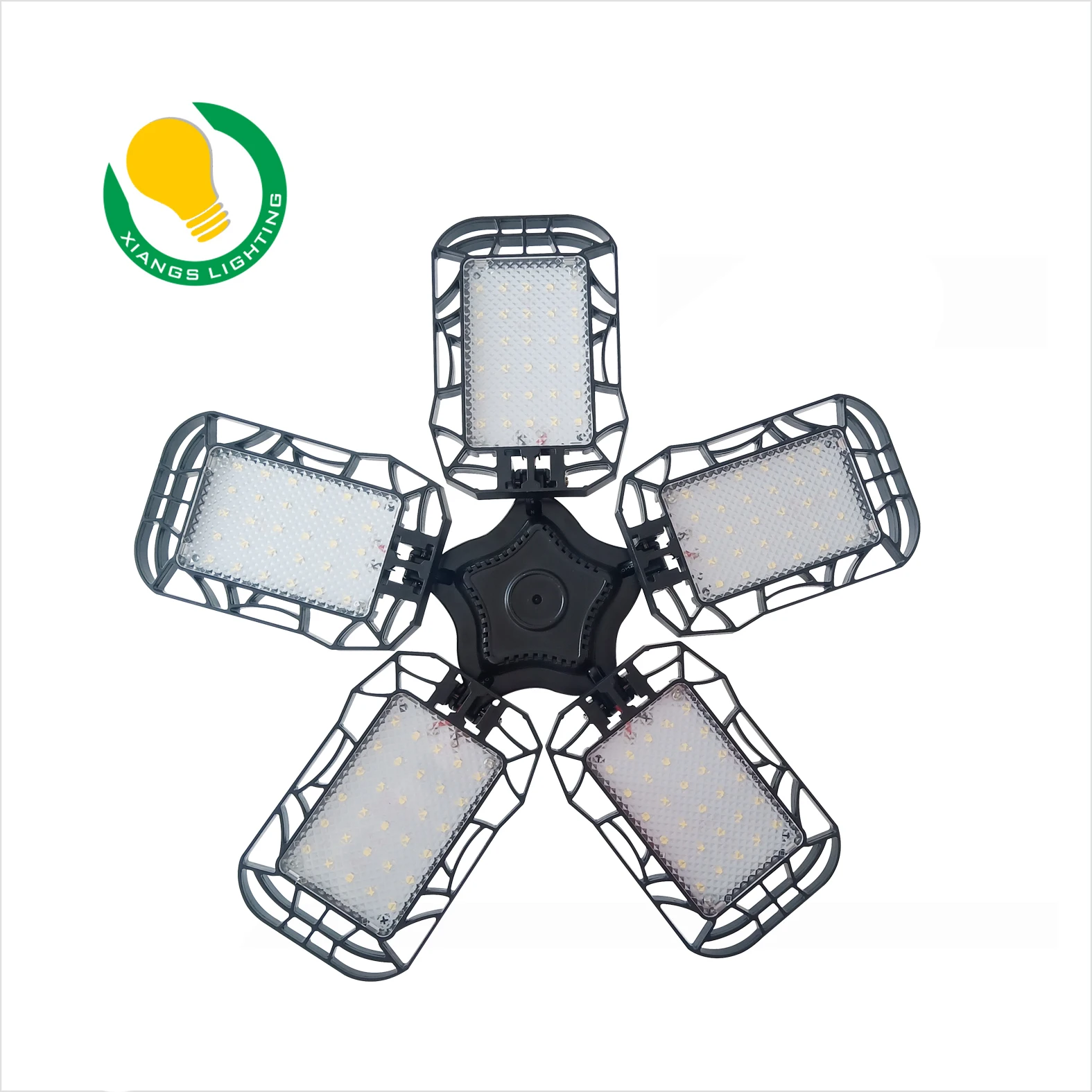 LED Suspended Ceiling Light 360 Angle Adjustable Five Leaf Foldable Fan LED E26 E27 50W Fan Blade Led Bulb Light