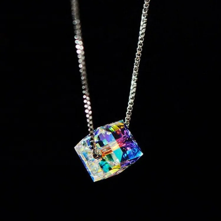 Competitive Price ChinaManufacture Ice Cube Necklace Retro Cube Necklace Square Pendant Necklace