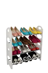 Hot sale 50 pairs folding stackable plastic shoe rack with 10 tiers