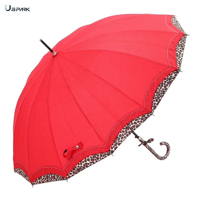 23inch Polka Dot Leopard Lace Superfine Superlight Fashion Straight Umbrella For Women