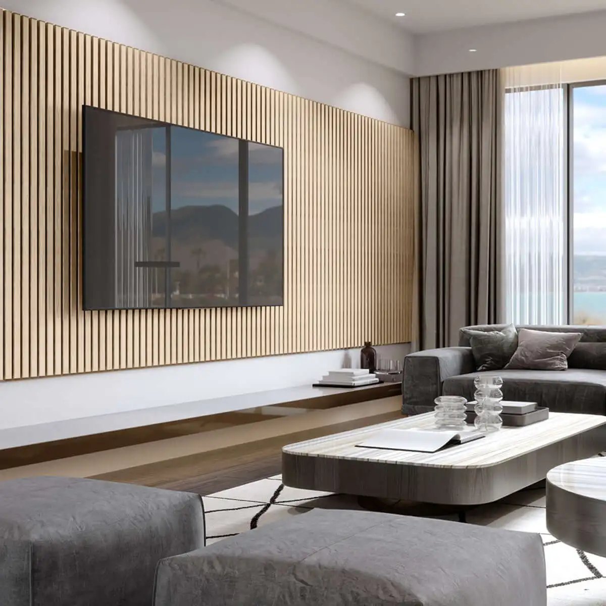 Building Materials Bamboo Charcoal Wood Veneer Wall Panel Slab Stone Veneer For Building Exterior Wall Decoration