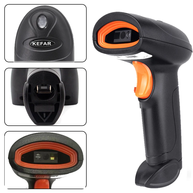 KEFAR Blue-tooth Barcode Scanner, Compatible with 2.4G Wireless & Blue-tooth Function & Wired Connection, Connect Smart Phone