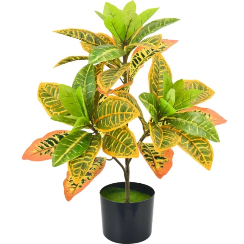 Artificial Plant with Colorful Leave Croton Palm Tree for Office Home Room Porch Patio Housewarming Gift Garden Party Decoration