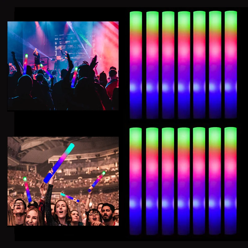 Led Foam Sticks Flashing Glow Sticks Party Supplies Light Up Baton Wands for Kids Raves Birthday Wedding Holiday