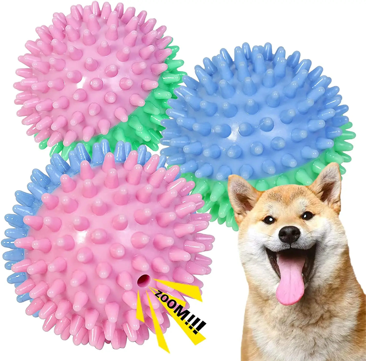 Warehouse Soft Durable Bounce Two Colors Combination Dog Squeaky Balls Dog Toys
