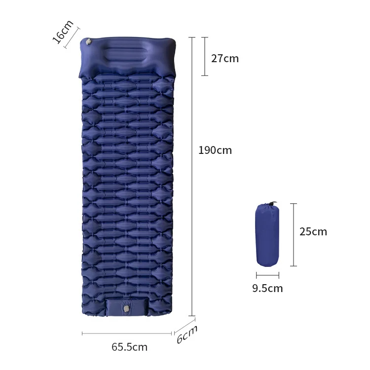 Custom Ultralight TPU Inflatable Air Mattress Sleeping Pad Outdoor Camping Mat with Pillow Attached