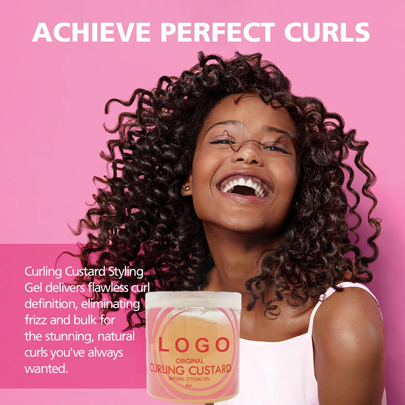 Private Label Natural Curl Defining Shine Gel Curling Custard Hair Cream Styling Gel For Women And Man