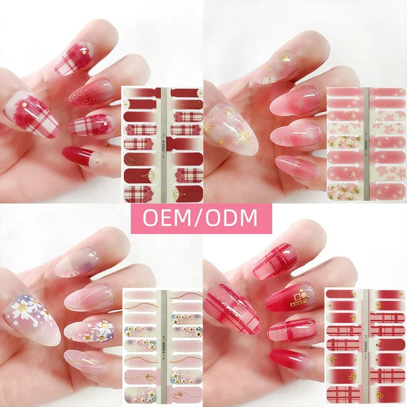 Wholesale Semi Cured Gel Nail Sticker Long Lasting New Arrival Styles Uv Gel Nail Sticker Kit With Uv Lamp For Girls