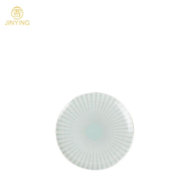 Wholesale dinnerware green charger plate ceramic dinner plate with gold rim