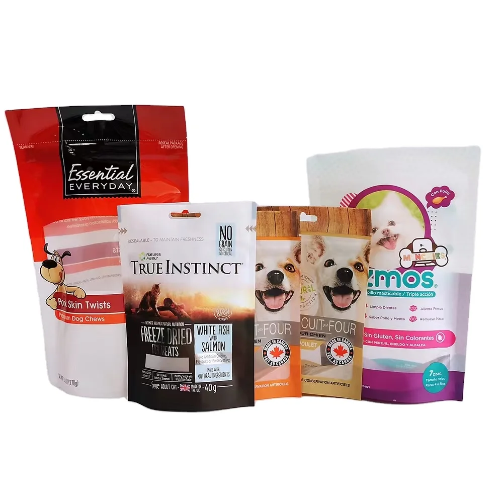custom printed food packaging bags resealable packaging dog foods packaging plastic zipper bag PET food pouches with window