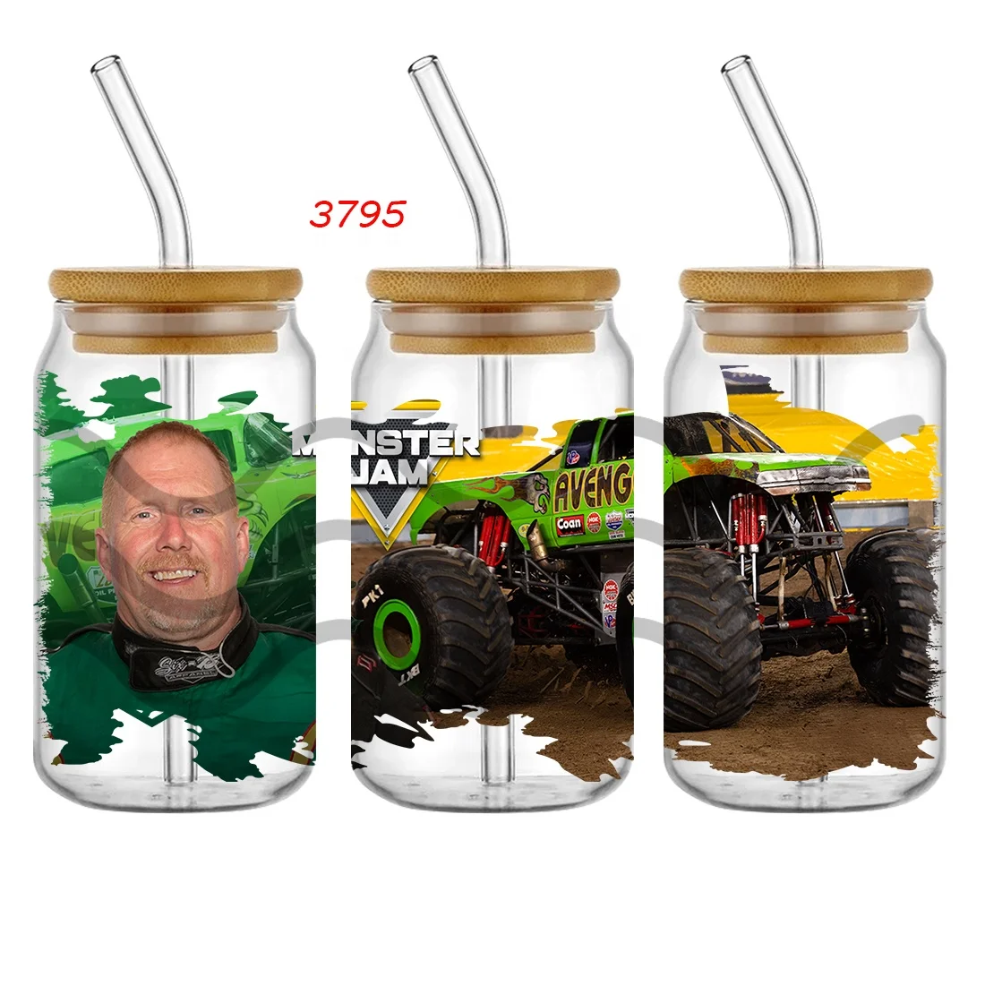 Monster Jam  UV DTF Cup Wrap Transfers Ready To Transfer UV DTF Cup Wraps For 16oz 20oz Libbey Glass Cups Tumblers