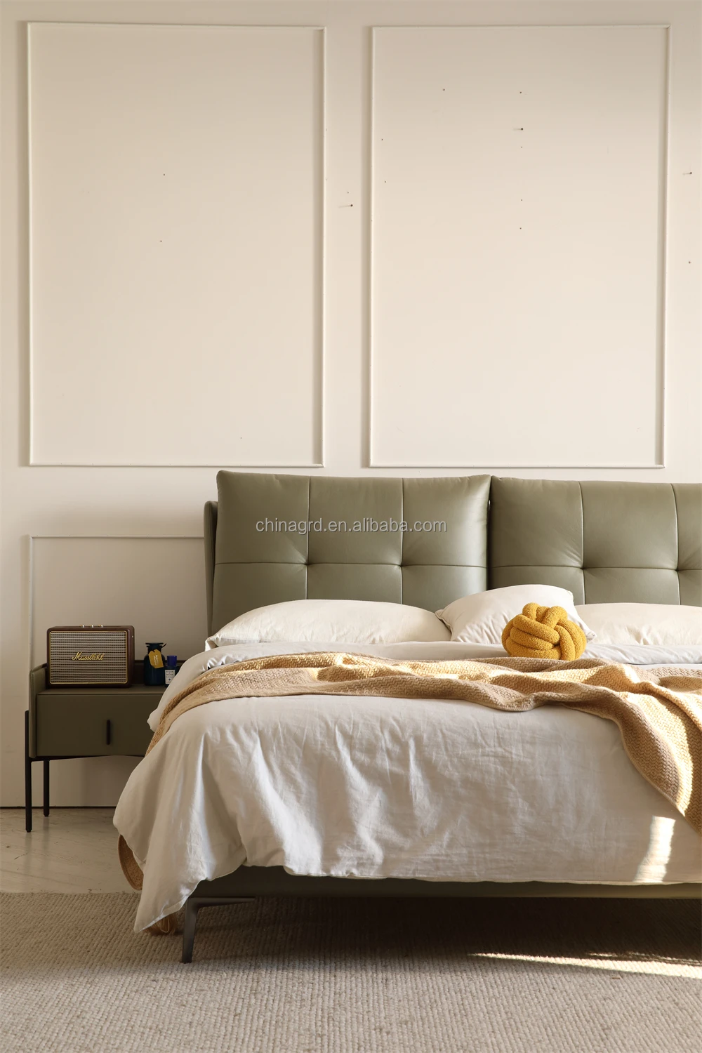 china latest design bed leather platform upholstered smart furniture bedding full bedrooms set for room