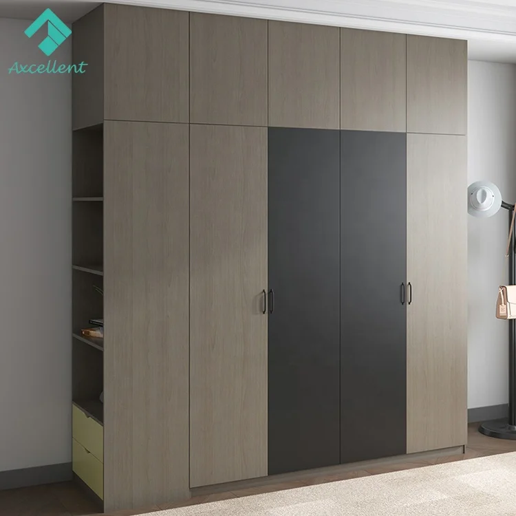 New design low price MDF double color wardrobe design furniture bedroom