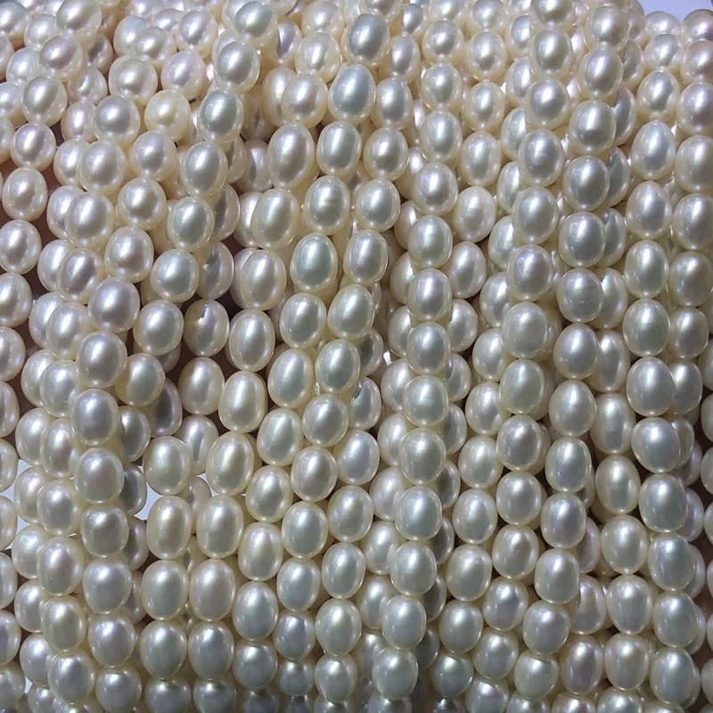 wholesale 5.5-6mm oval pearls strands,high luster,clean surface,good for making rice pearl jewelry