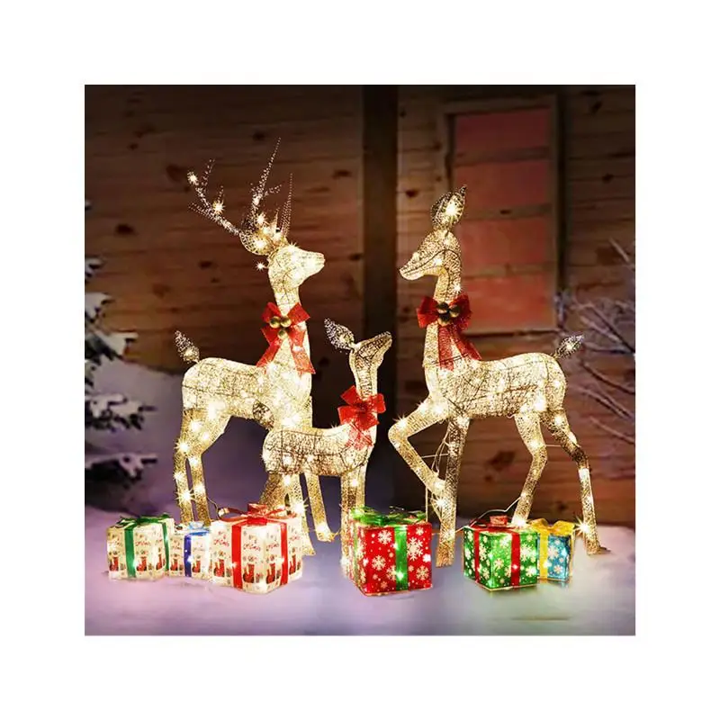 LED Lights Christmas Deer Large Holiday Wedding Party Decor Props Glow Christmas Deer Led Motif Deer Light Christmas Reindeer