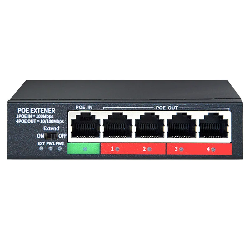 4 Port  POE Repeater 10/100M POE Extender, 250 meter transmission distance for IP camera Reverse POE switch