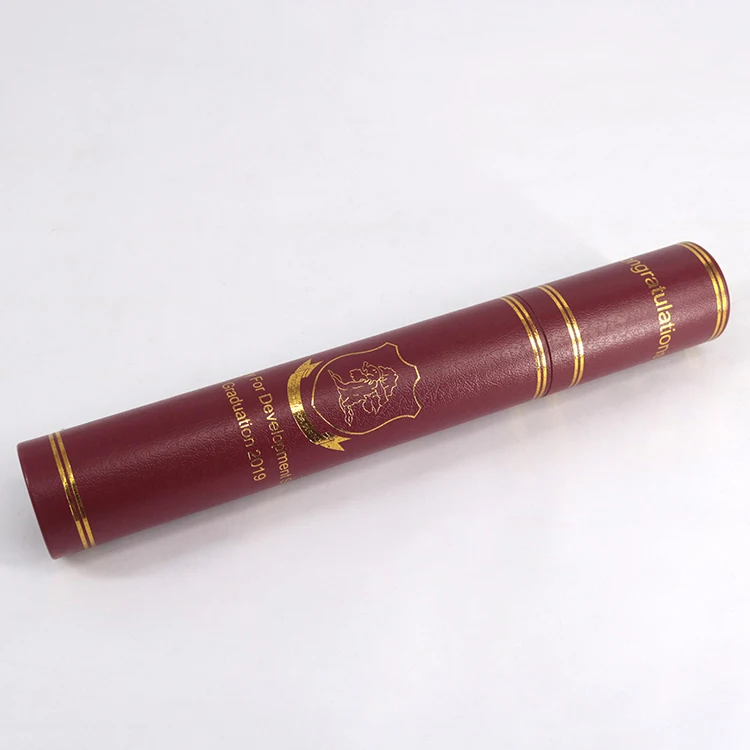 Grain Leatherette Gold Stamping Certificate Diploma Tube University a4 Certificate Scroll Holder