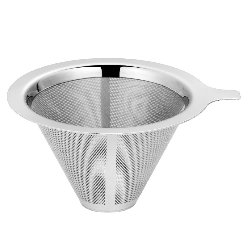 Double Mesh Designed Stainless Steel Paper Free Reusable Pour Over Coffee Dripper Coffee Filter P300