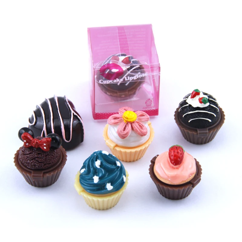 Cute Shiny Cute cupcake Shape Lip Balm Basic Bulk cosmetics Lipstick Sparkling lip gloss
