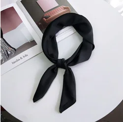 Fashion Solid Kerchief Women Scarf For Hair Green White Silk Neck Scarves Female Square Bandanas Lady Scarves