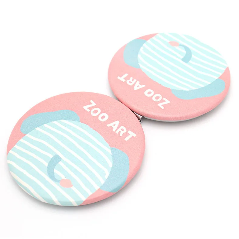 Customized Double Sides PU Leather Cover Magnifying Vanity Mirror Pocket Makeup Mirror for Gift Souvenir