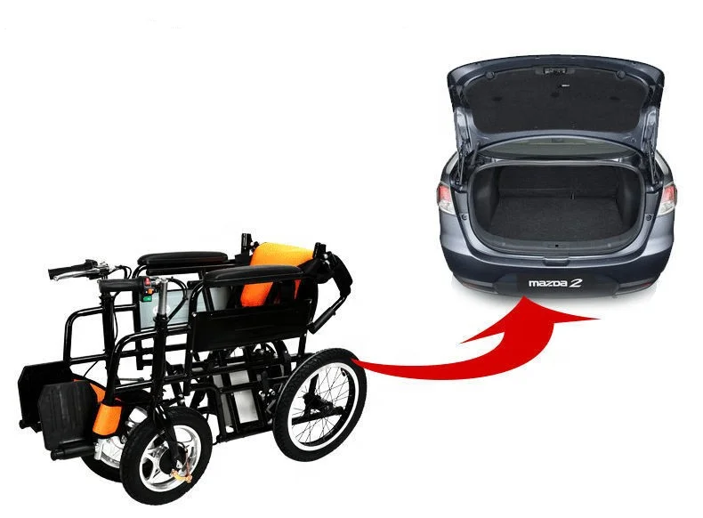 Foldable Lightweight Electric Wheelchair For Disabled Elderly People  Power Wheelchair With Handlebars