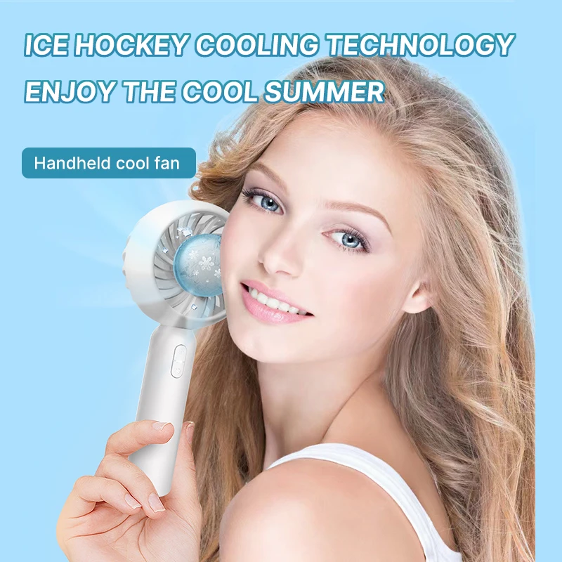 Mini Handheld USB Powered Plastic Fan Portable Air Cooling Device with KC Battery Charge Eltric Spray Ice Pack Hand Fan