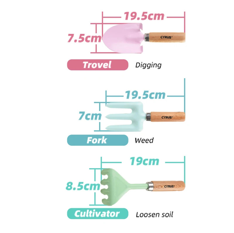 On Sale Wooden Handles Shovel Rake Hoe Flower Gardening Children Tool Set