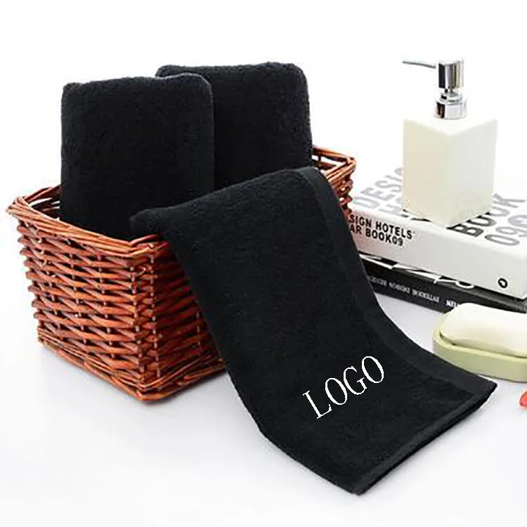
salon spa beauty microfiber black cotton customized logo barber towels 