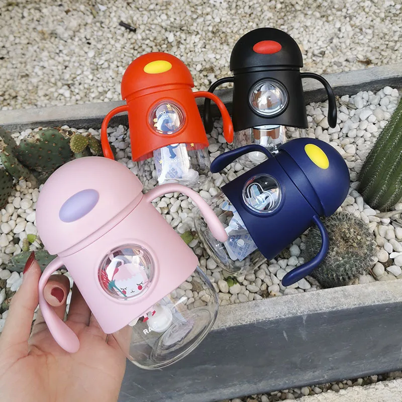 Wholesale 350ml Custom Cartoon Children Bottle Travel Leakage-proof Plastic Bpa Free Kids Drinking Cute Water with Straw