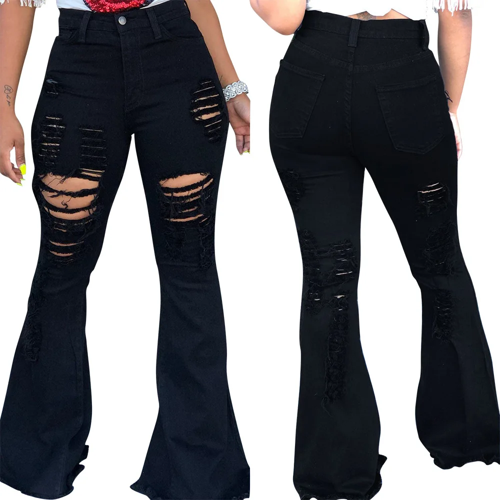 Hot selling casual solid color plus size jeans bell bottom pants Bell Bottom Flare Pants with great price