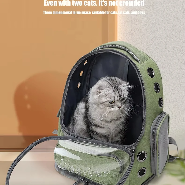 Cat pet bag for outdoor use, portable dual shoulder breathable space cabin viewing pet bag, large space dog bag