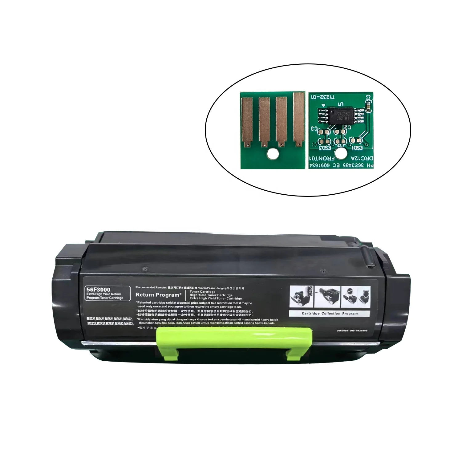 56F3000 Black Toner Cartridge for Lexmark MS321 MS421 MS521 MS621 MS622 MX321 MX421 MX521 MX522 MX622 Printers Reset Toner Chip
